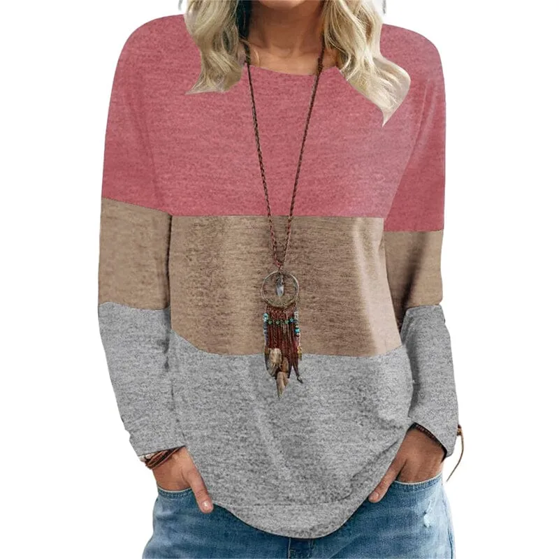 Color Block Printed Crew Neck Sweatshirt