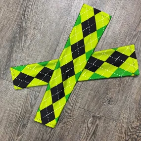 Compression Arm Sleeves in Green Argyle Print Spandex