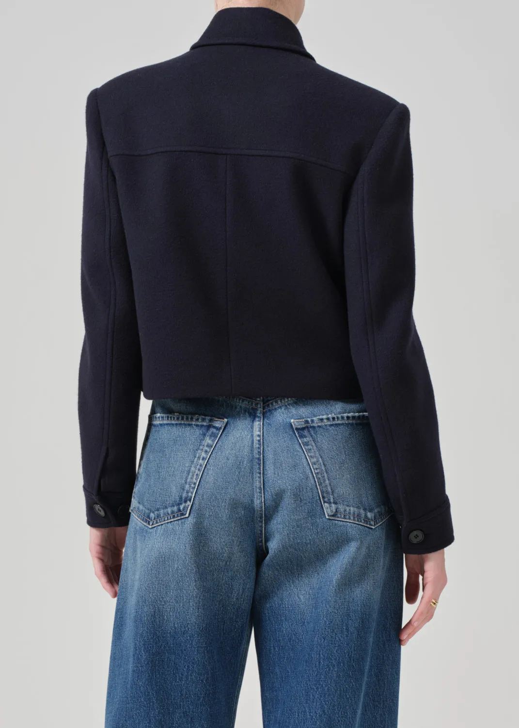 Corina Cropped Boxy Jacket in Navy