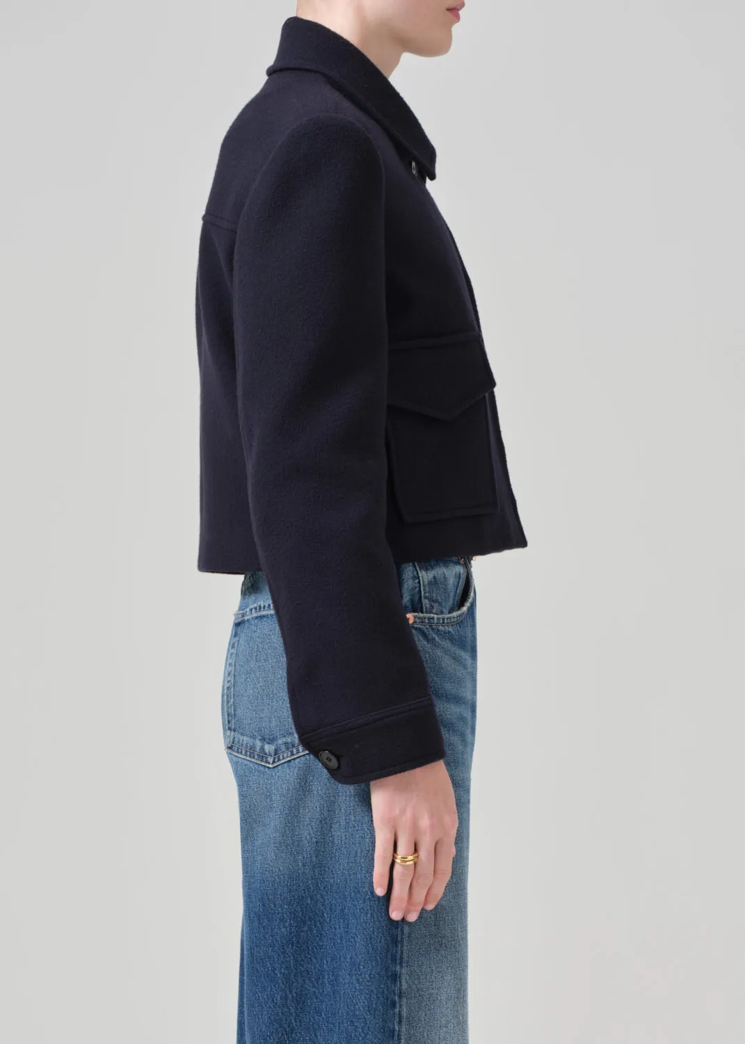 Corina Cropped Boxy Jacket in Navy