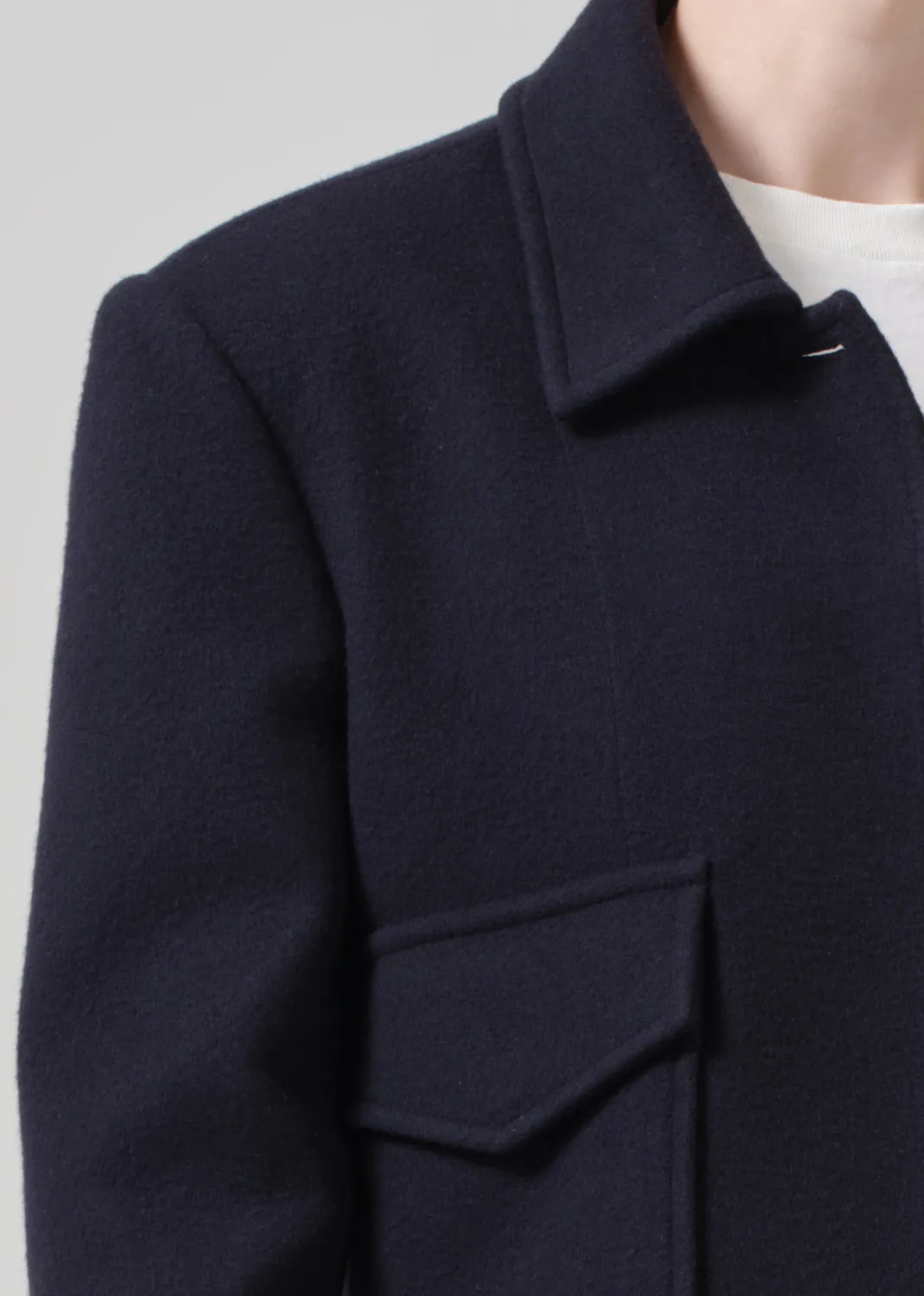 Corina Cropped Boxy Jacket in Navy