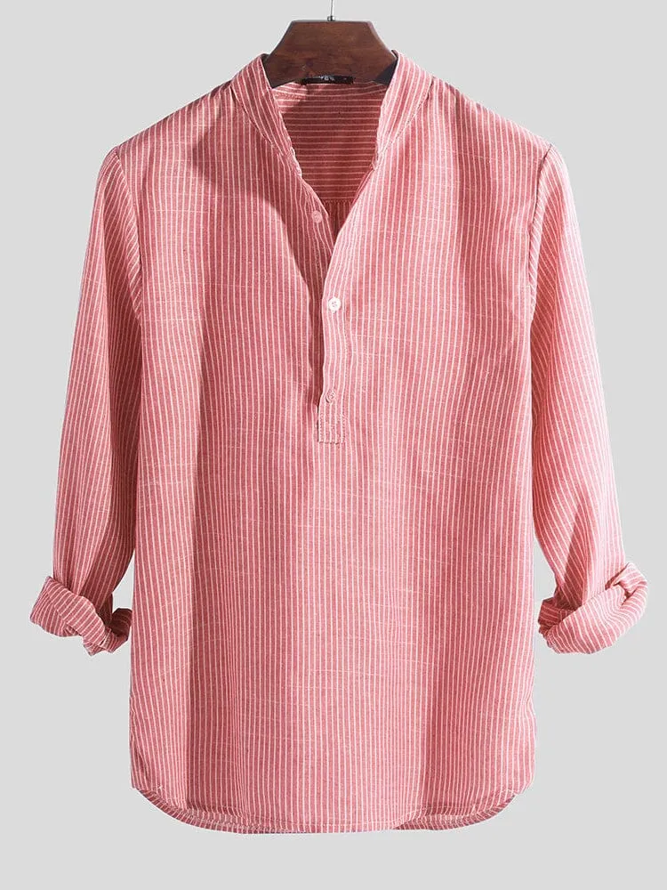 Cotton Linen Stripe Shirts