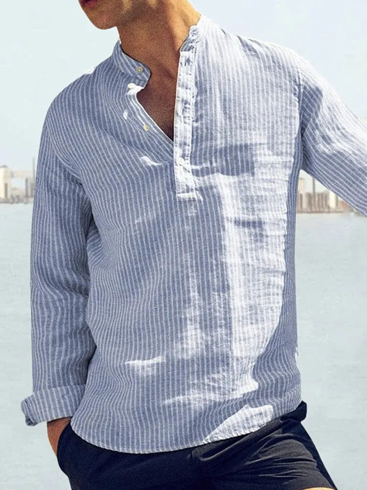 Cotton Linen Stripe Shirts