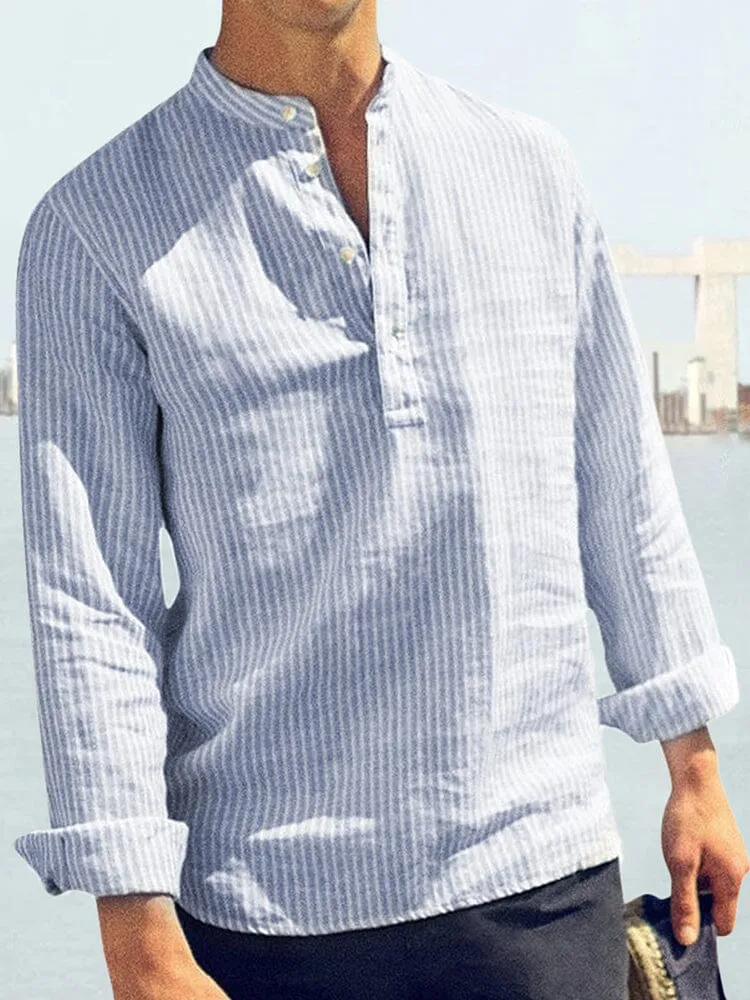 Cotton Linen Stripe Shirts