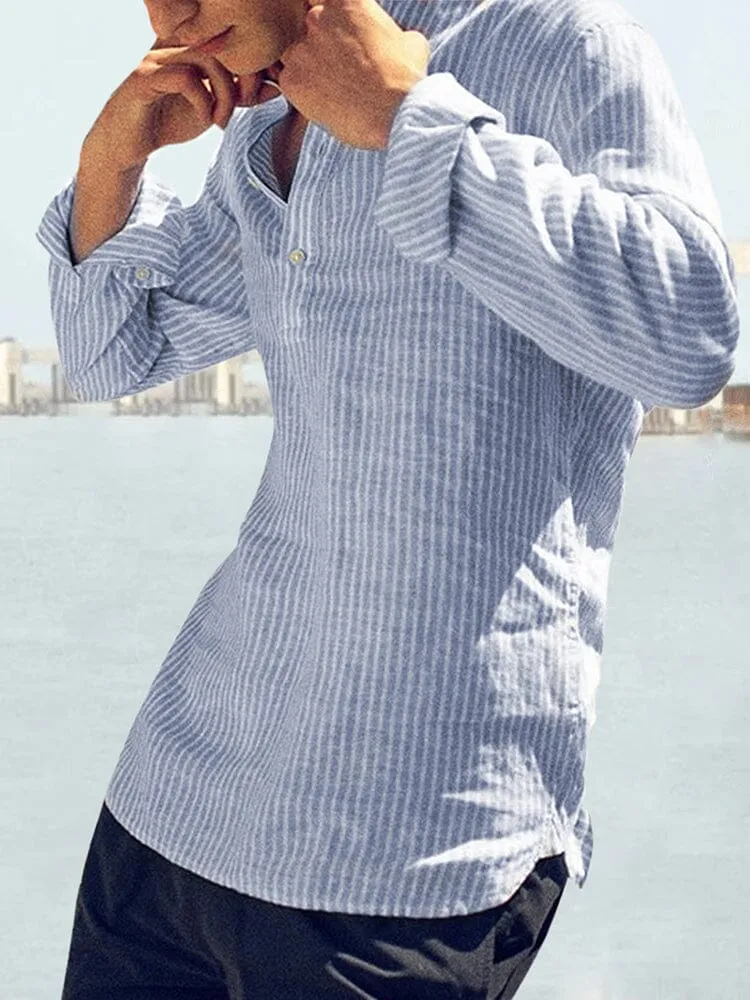 Cotton Linen Stripe Shirts