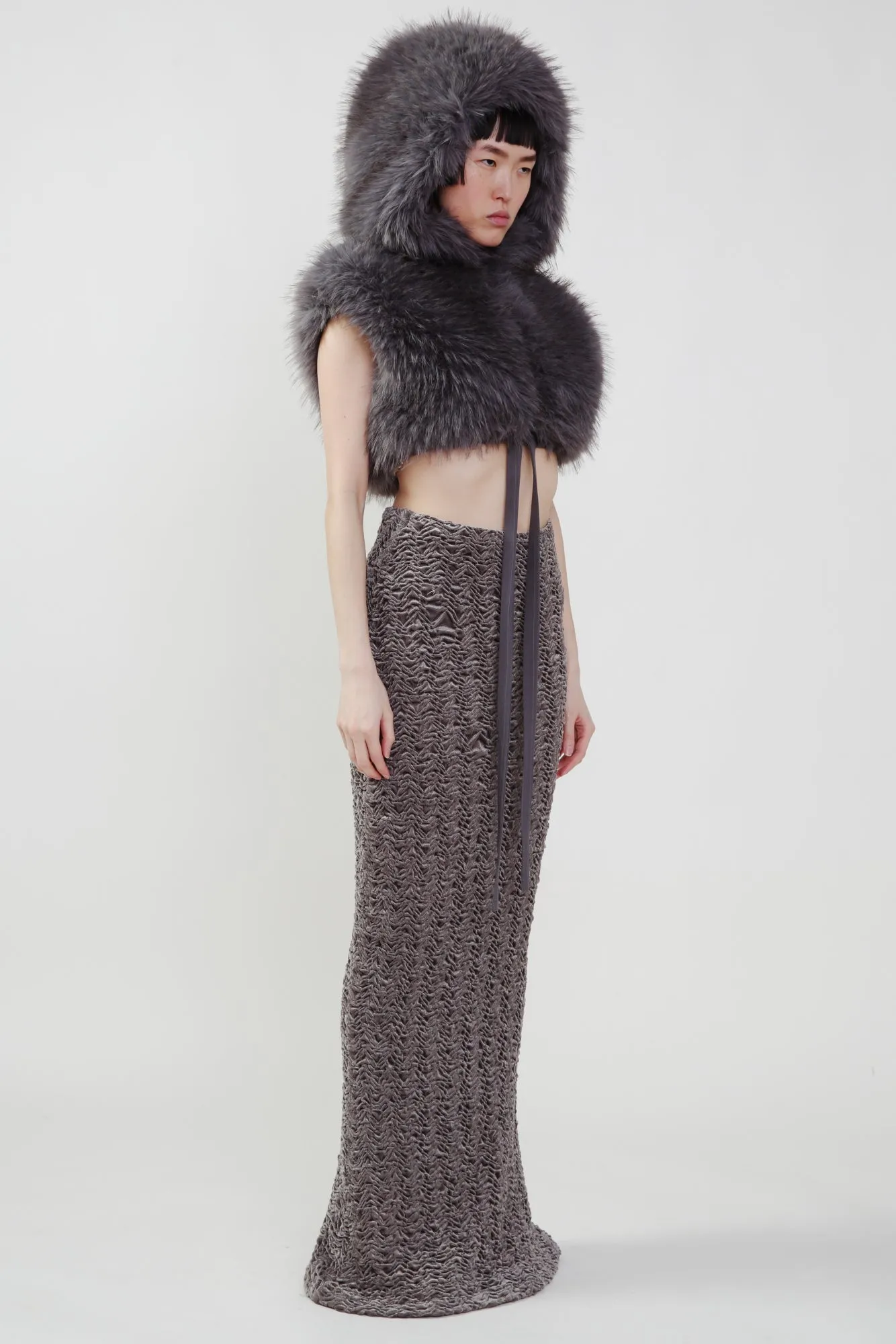 Cropped Vegan Fur Hoody Vest