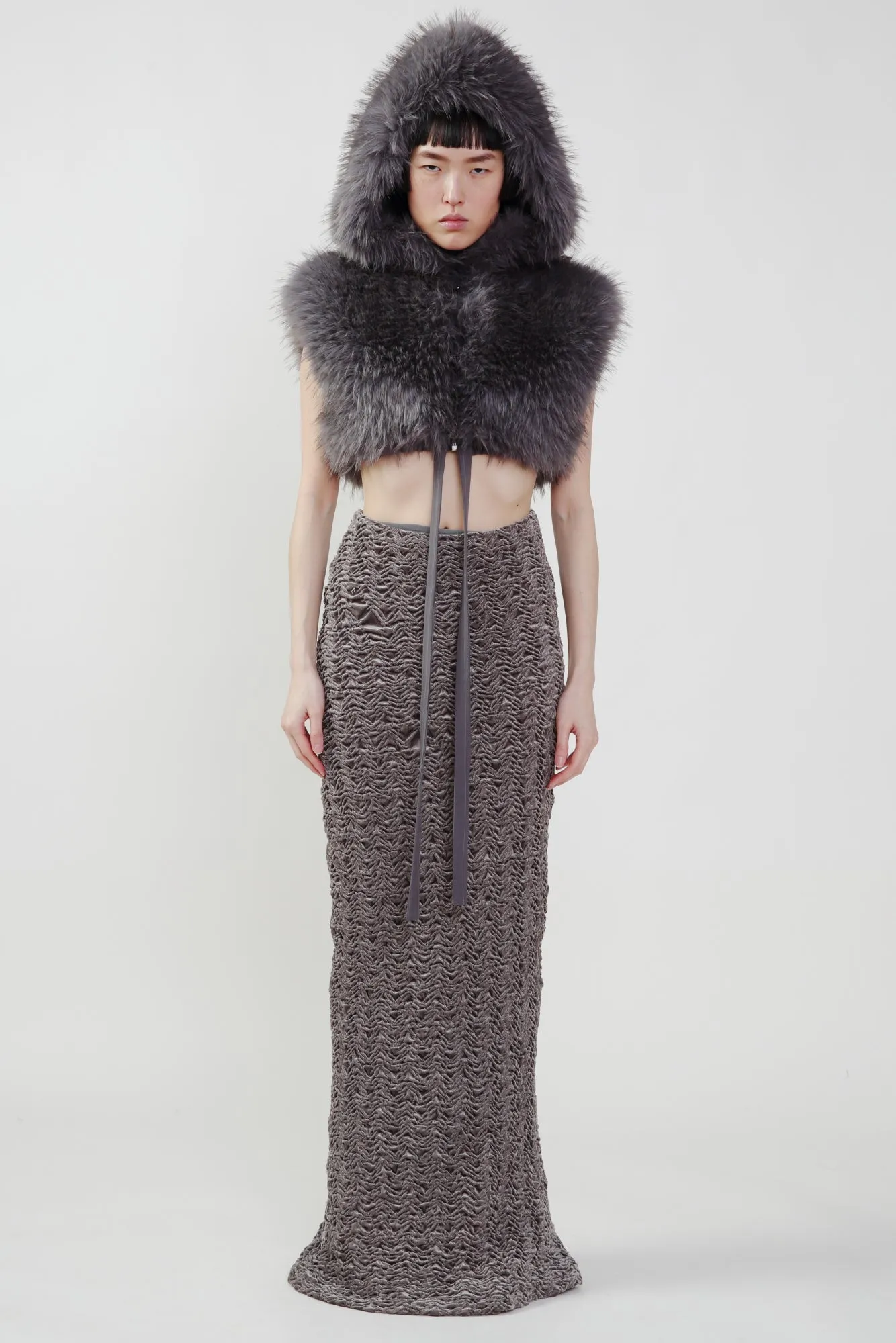 Cropped Vegan Fur Hoody Vest