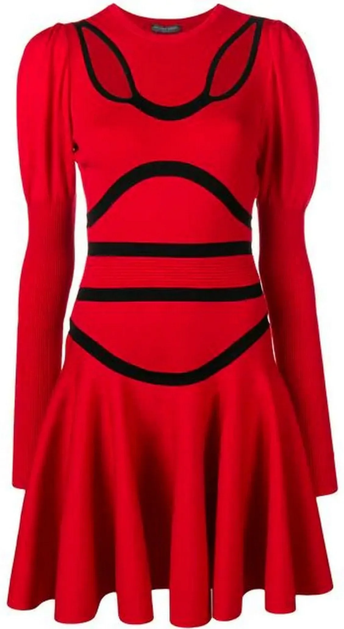 Cut-Out Knitted Dress, Red