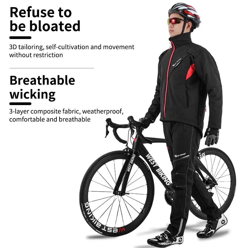 Cycling Set Winter Thermal Bicycle Jacket Suit Clothes Pants Outdoor Sport Windproof MTB Road Bike Man Sportswear