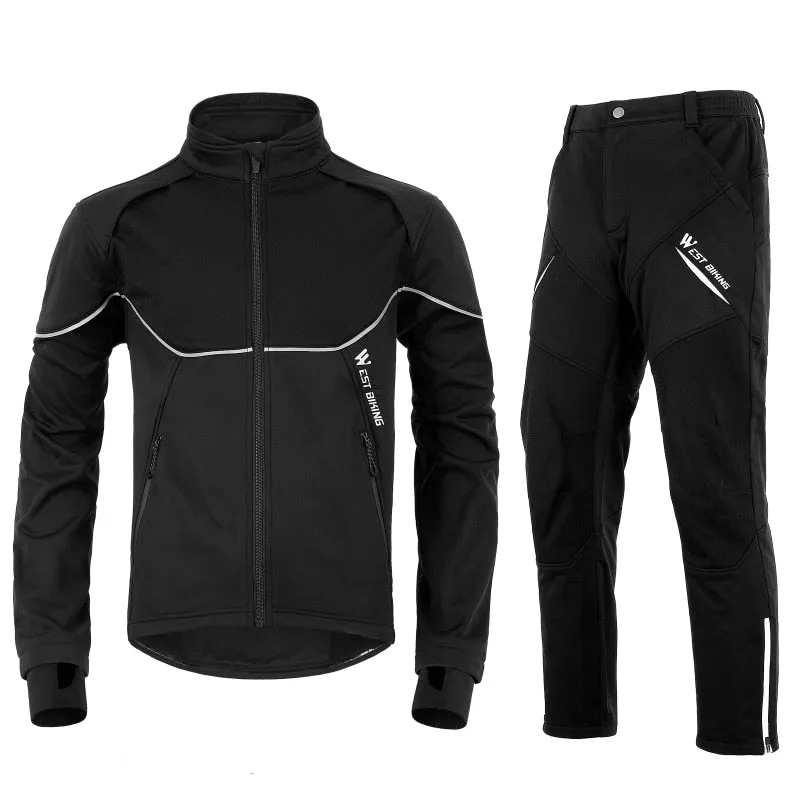 Cycling Set Winter Thermal Bicycle Jacket Suit Clothes Pants Outdoor Sport Windproof MTB Road Bike Man Sportswear