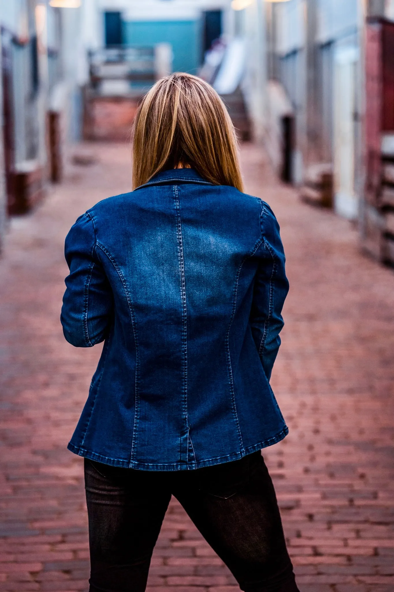 Denim Embroidered Blazer