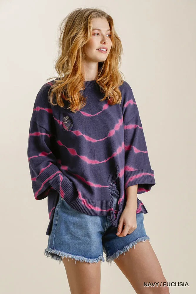 Distressed Tie Dye Sweater