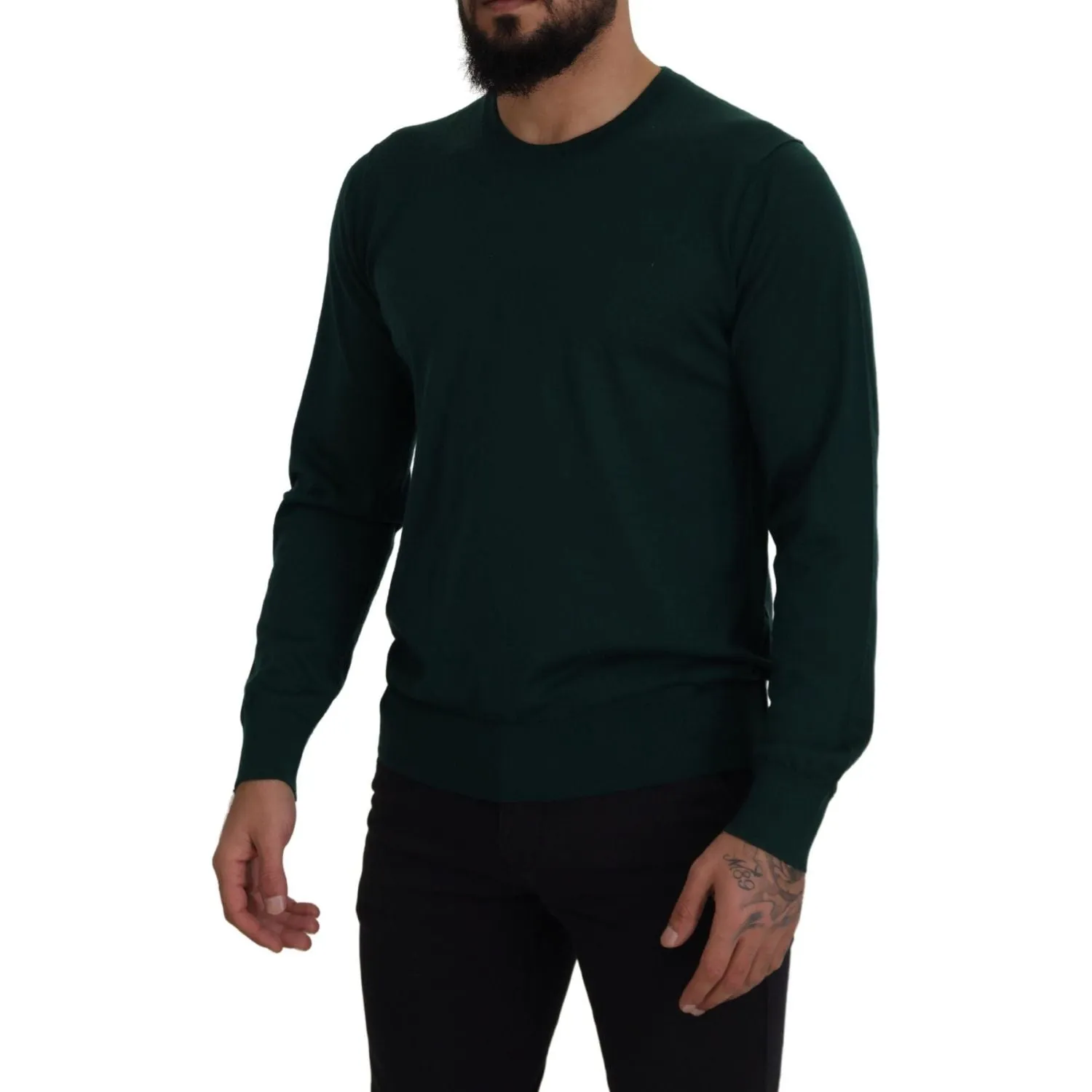 Dolce & Gabbana Elegant Green Crewneck Cashmere Sweater