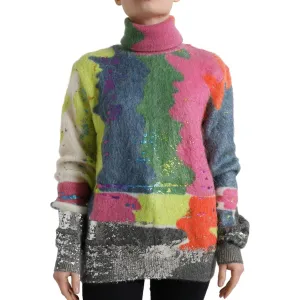 Dolce & Gabbana Multicolor Mohair Stripe Turtleneck Sweater