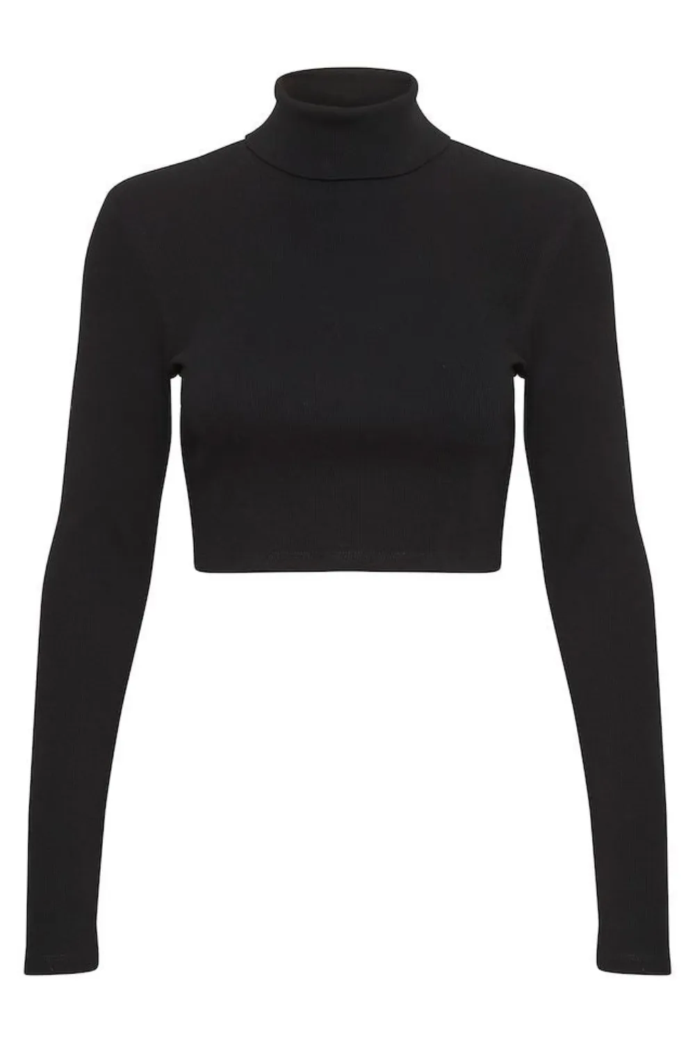 Drew Cropped Rolled Neck in Black