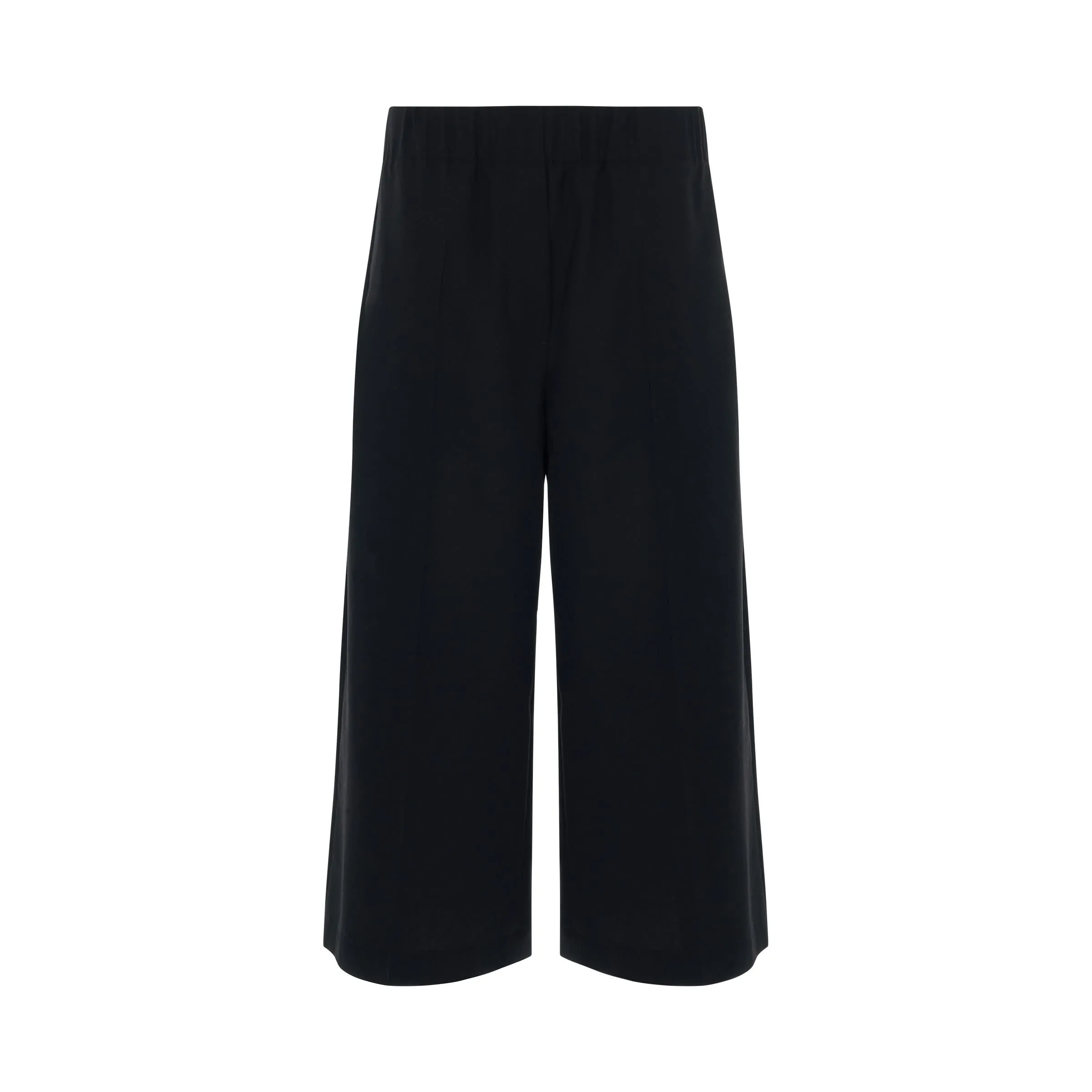 Elasticated Cropped Trousers in Black