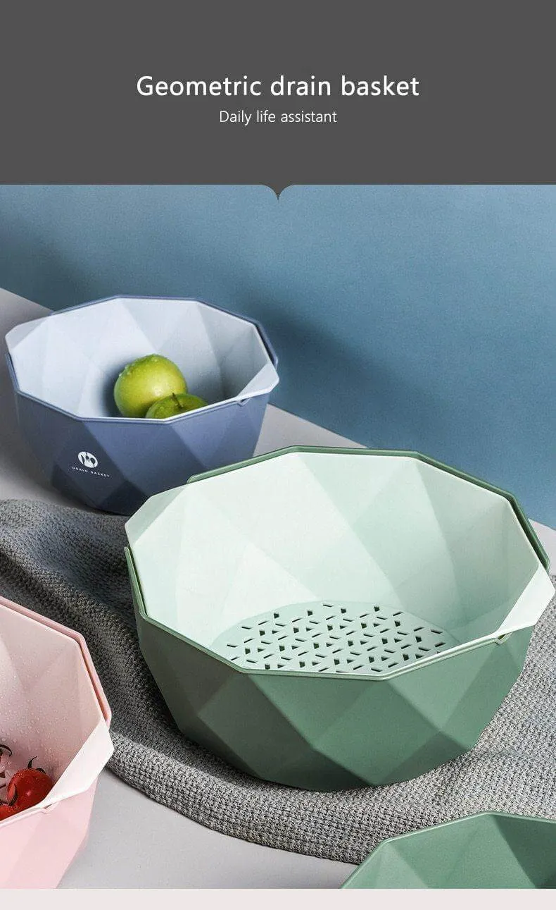 Elegant Double Layer Drain Basket With Strainer Bowl