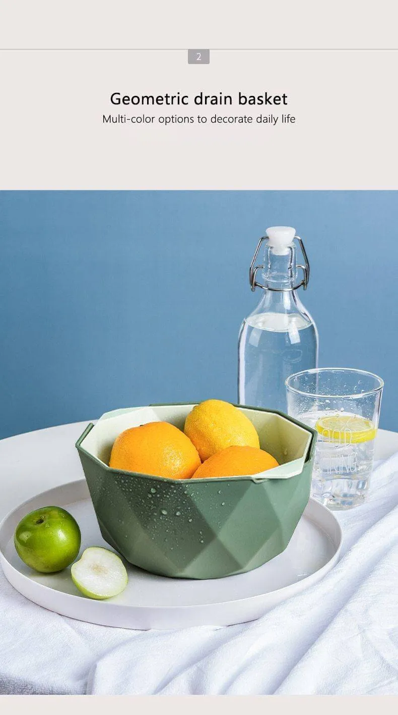 Elegant Double Layer Drain Basket With Strainer Bowl