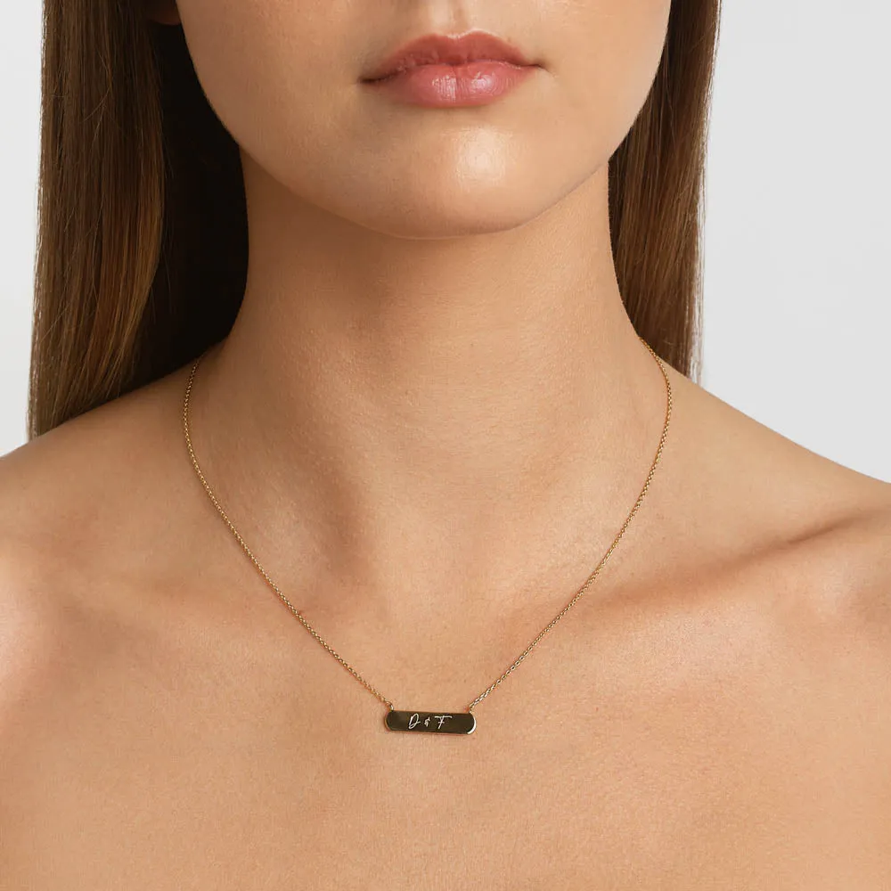 Engravable Horizontal Bar Necklace in Gold