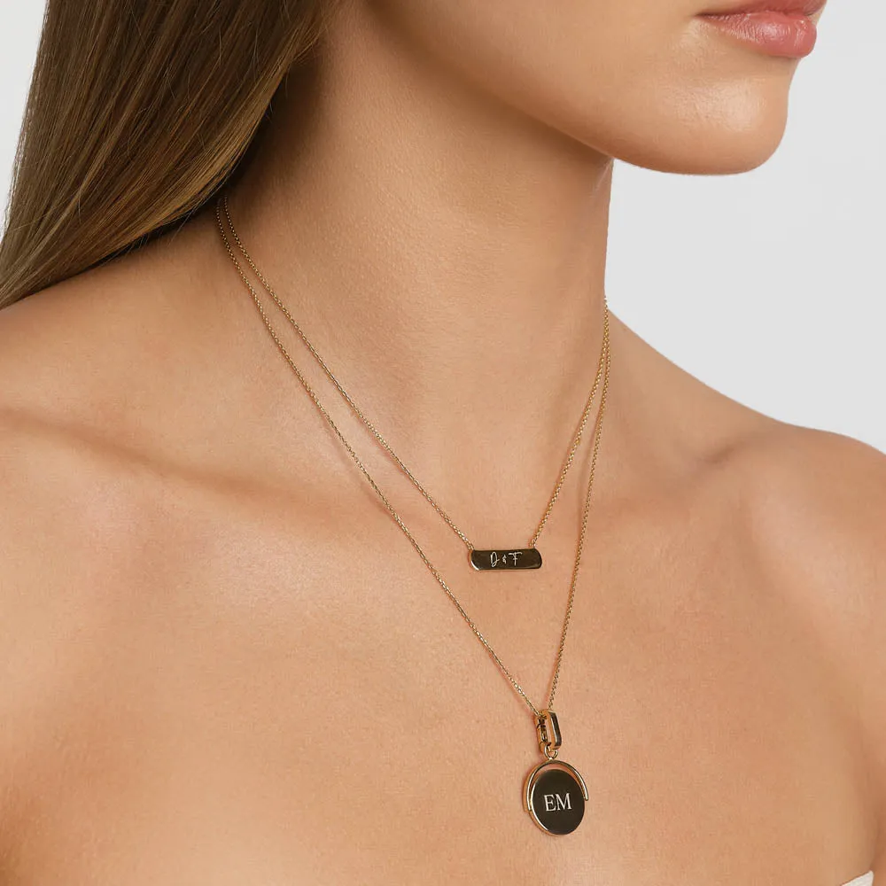 Engravable Horizontal Bar Necklace in Gold