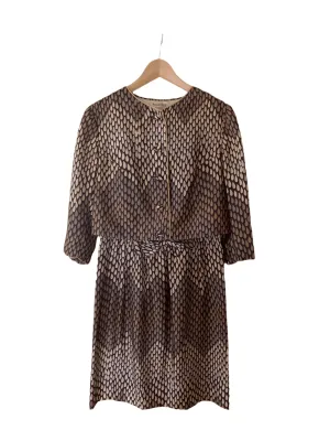 Fernande Simone Jacket and Dress Two-Piece Brown with Pattern UK Size 12