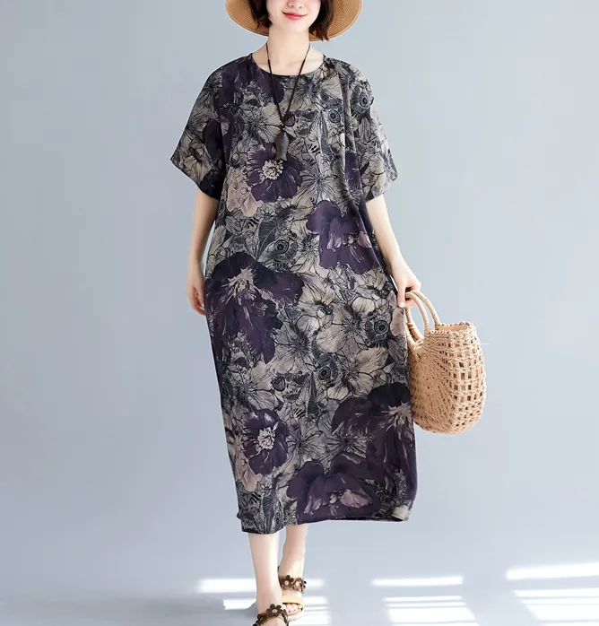 Floral Plus Size Loose Style Summer Women Dresses