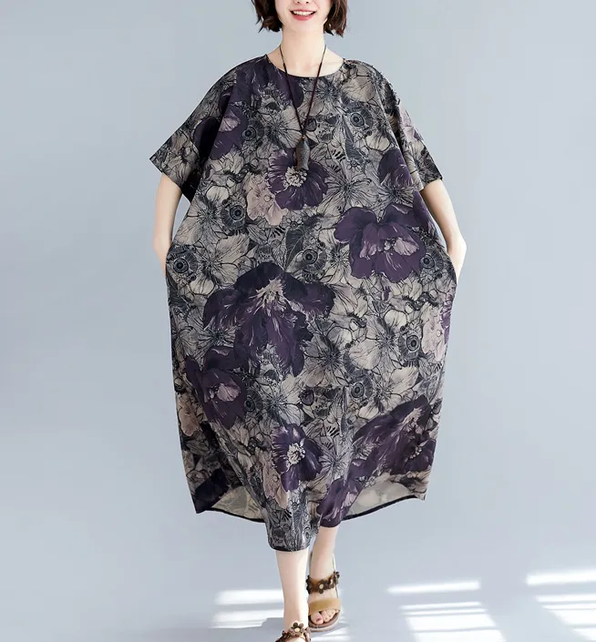 Floral Plus Size Loose Style Summer Women Dresses