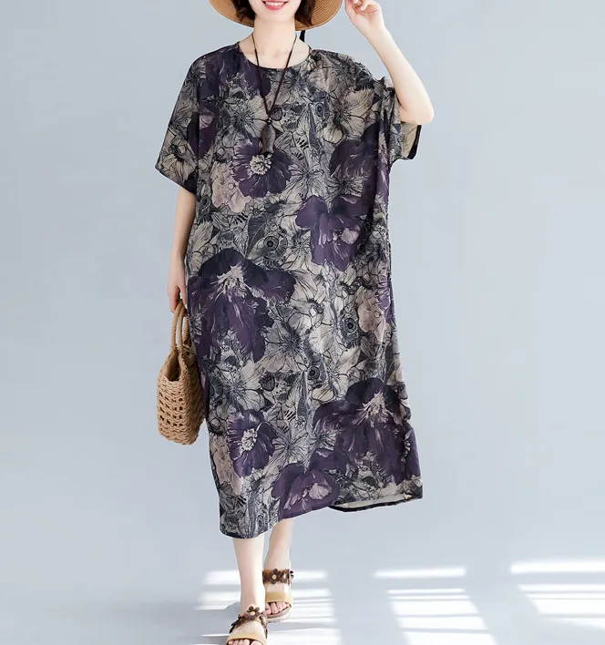 Floral Plus Size Loose Style Summer Women Dresses