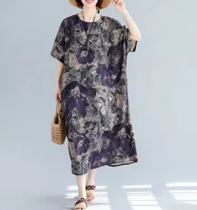 Floral Plus Size Loose Style Summer Women Dresses