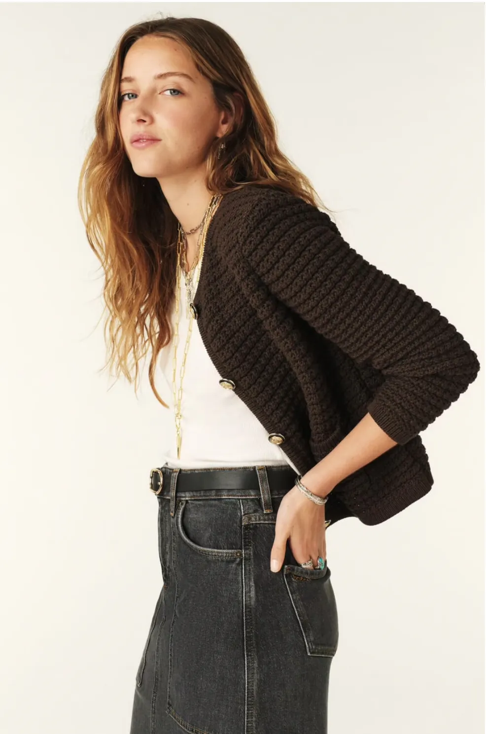 Gaspard Knitted Cardigan Brown