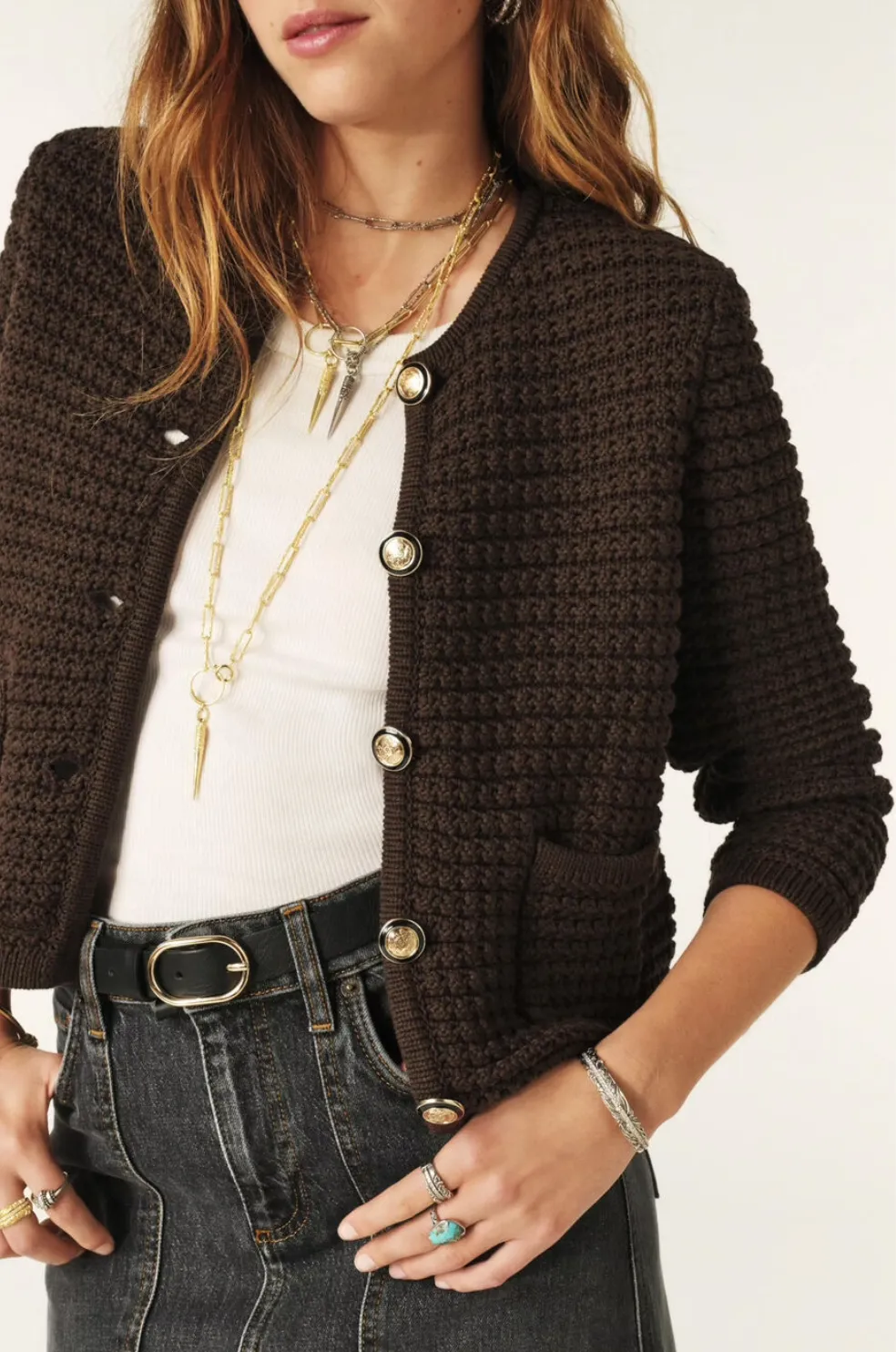 Gaspard Knitted Cardigan Brown