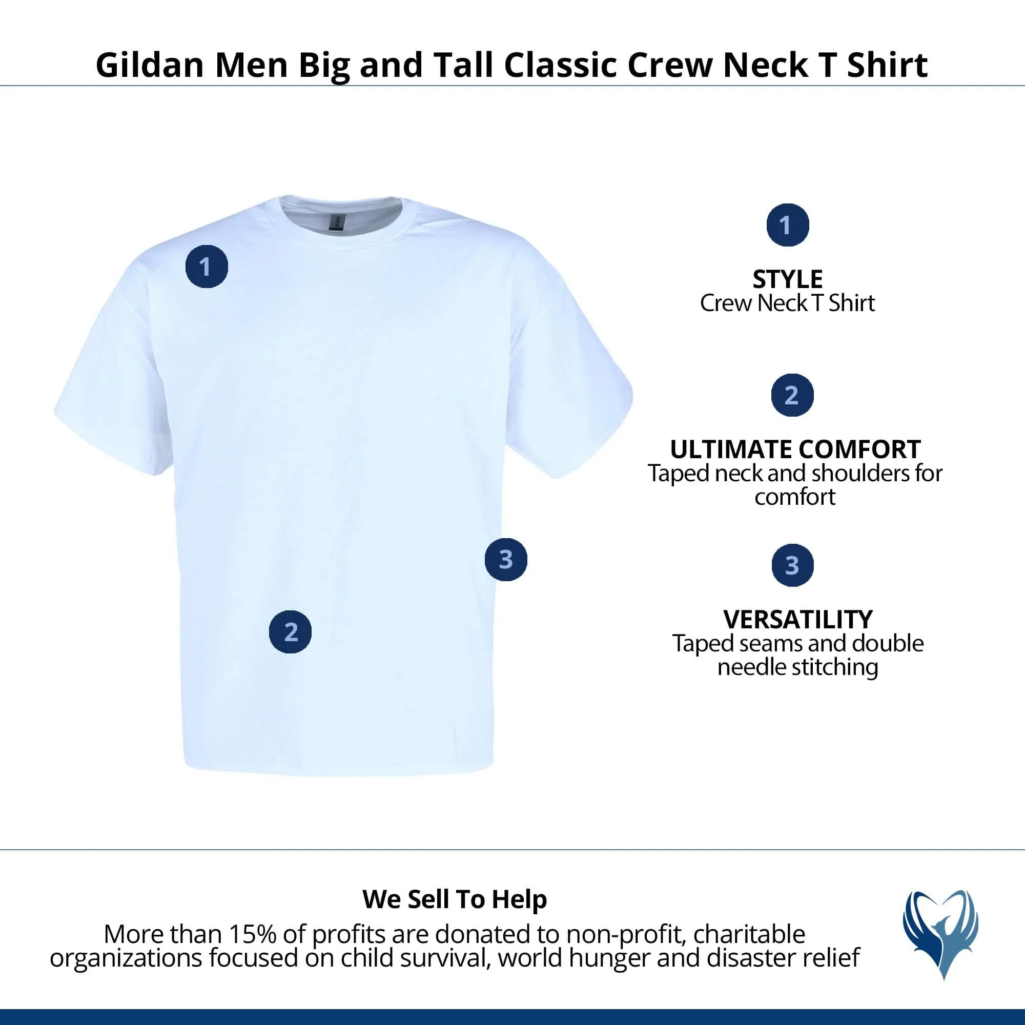 Gildan Men Big and Tall Classic Crew Neck T Shirt