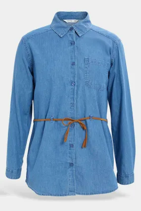 Girls Blue Denim Tunic with belt