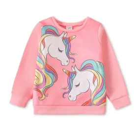 Girls Pink Unicorn Print Sweatshirt