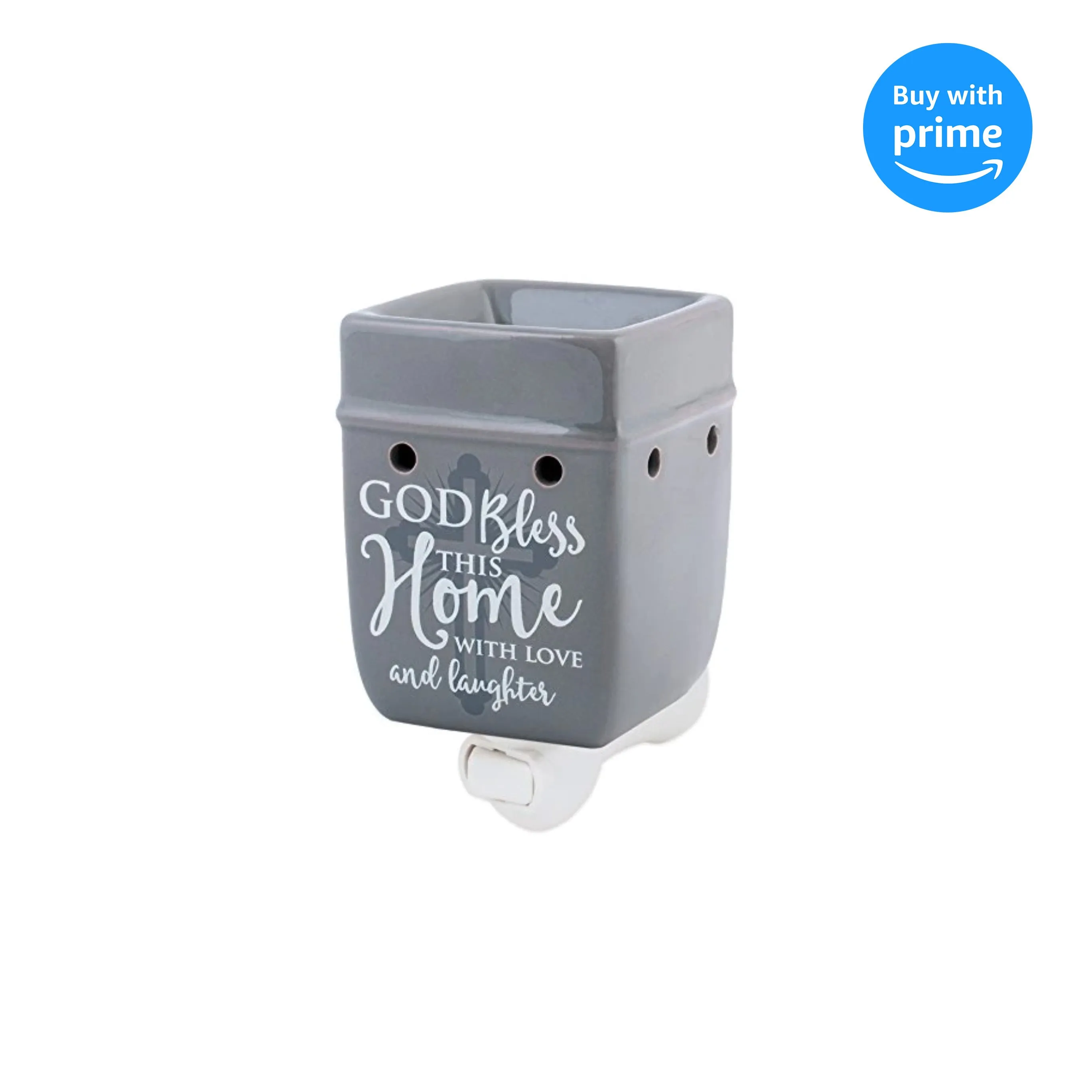 God Bless This Home With Love Grey Stoneware Electric Plug-In Wax Tart Oil Warmer