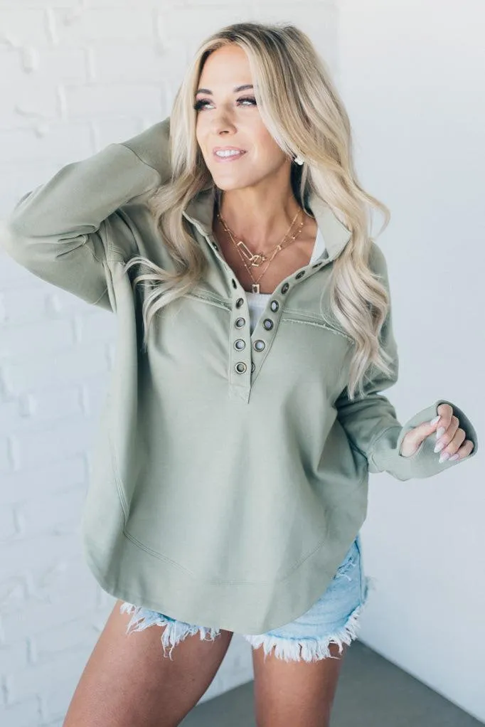 Grommet Henley Pullover