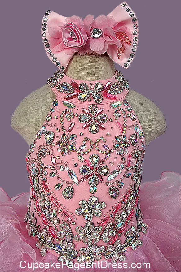 Halter Beaded Bodice Little Girls/Toddler/Infant/Kids Glitz Jennifer Wu Glitz Pageant Dress