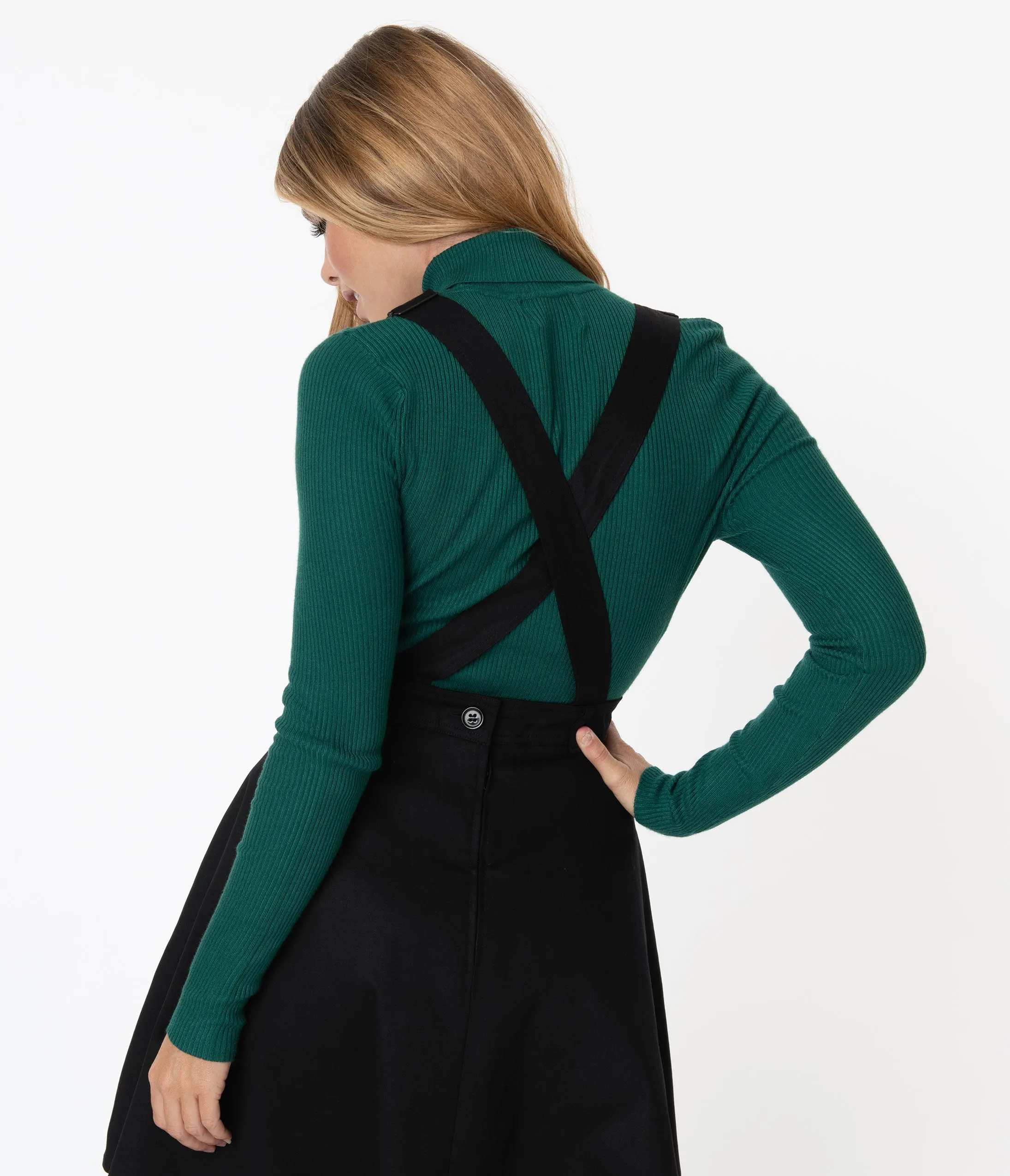 Hell Bunny Dark Green Turtleneck Spiros Top