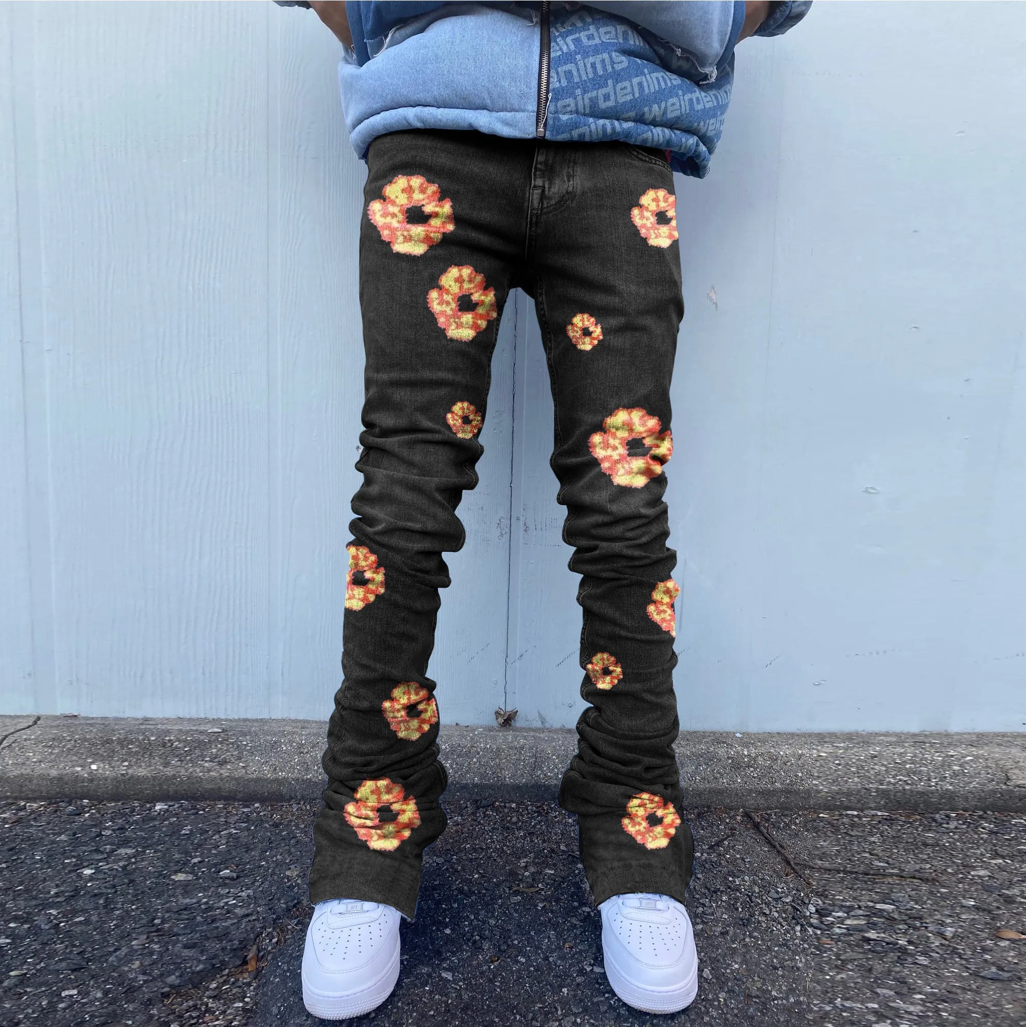 Hip hop flame kapok jeans fashionable trousers