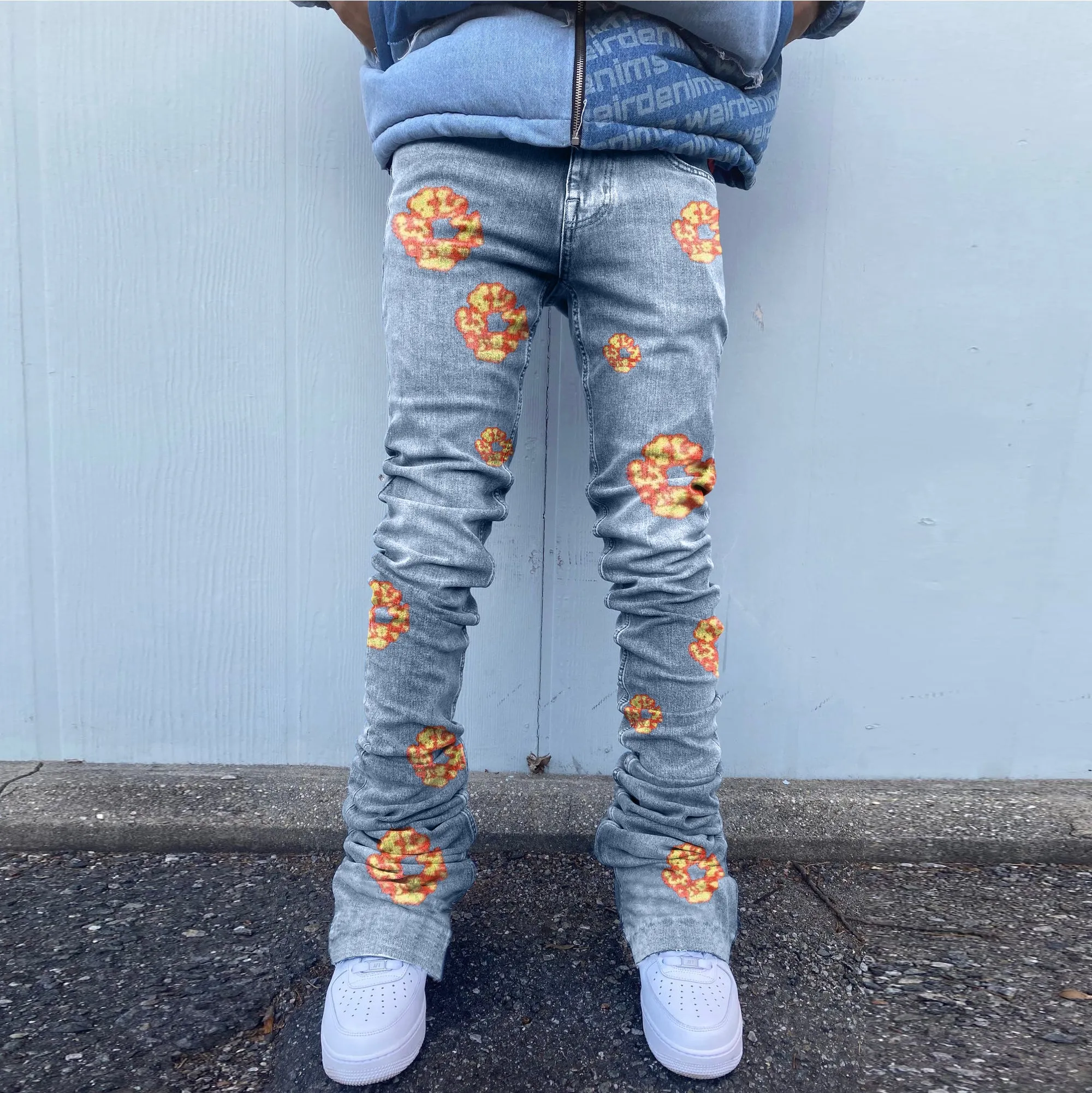 Hip hop flame kapok jeans fashionable trousers