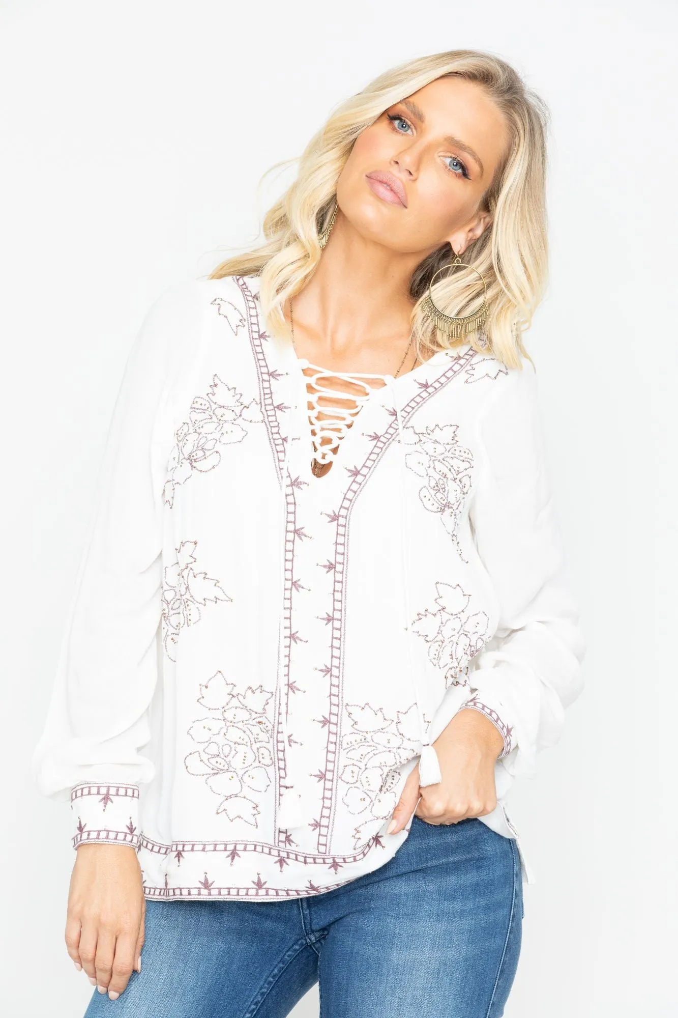 Homegrown Lace Up Tunic Top