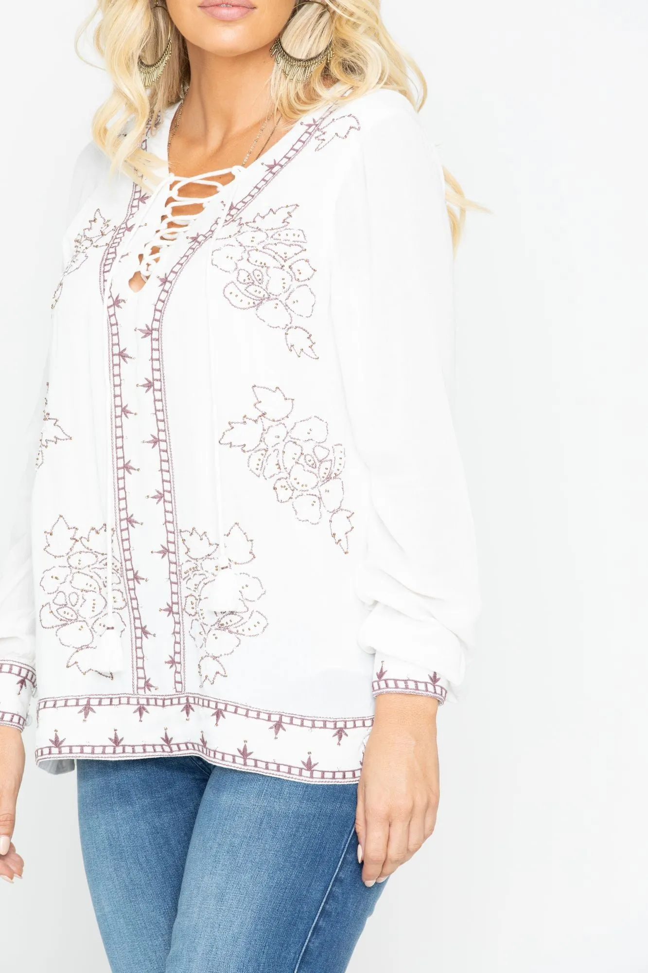 Homegrown Lace Up Tunic Top