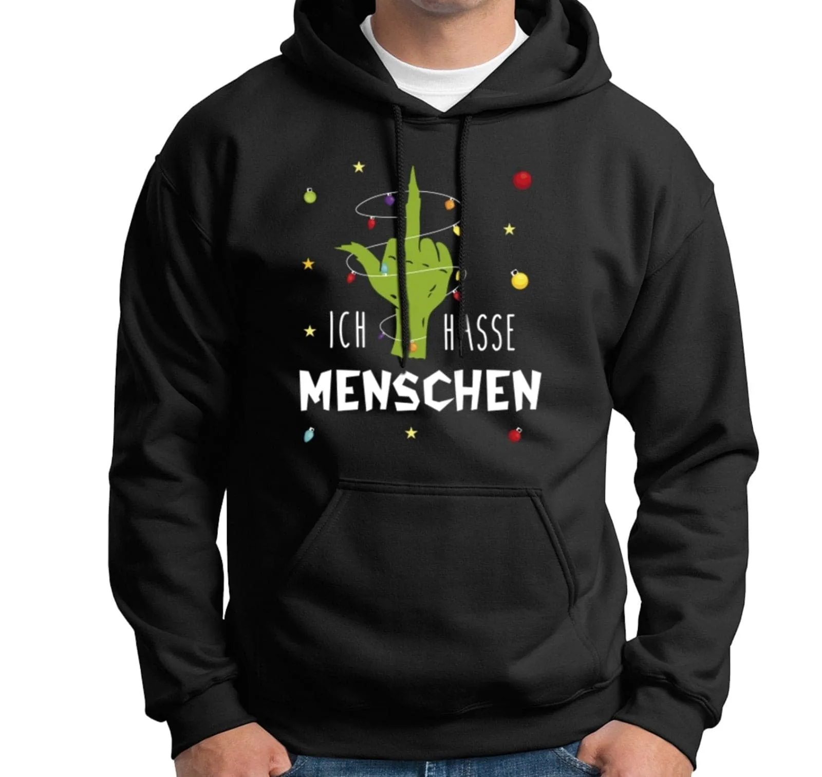 Hoodie - Grinch - Ich hasse Menschen (Mittelfinger)