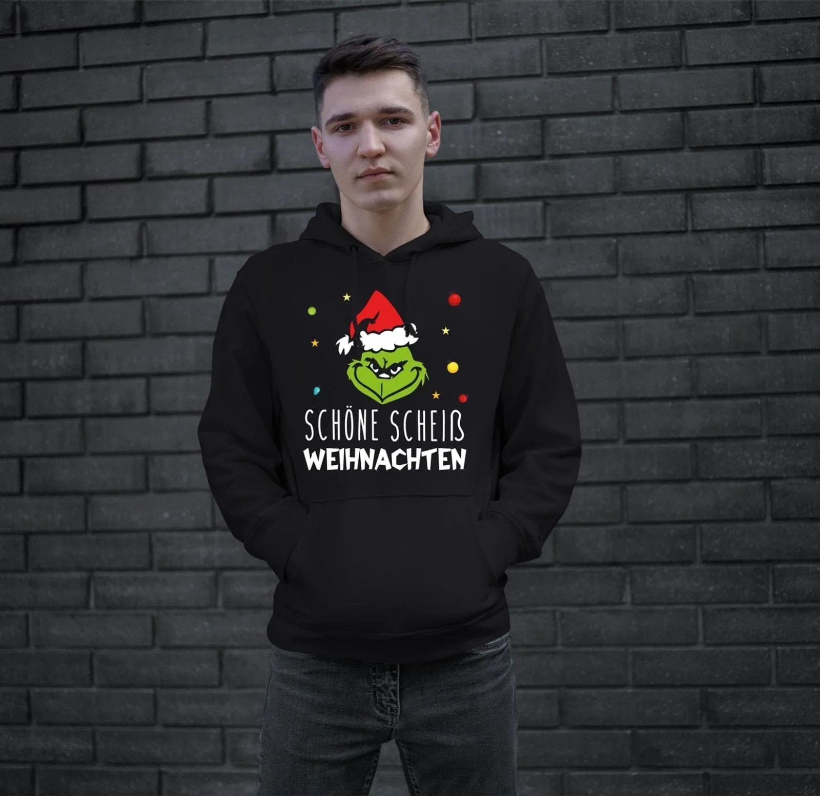 Hoodie - Grinch - Schöne scheiß Weihnachten (Gesicht)