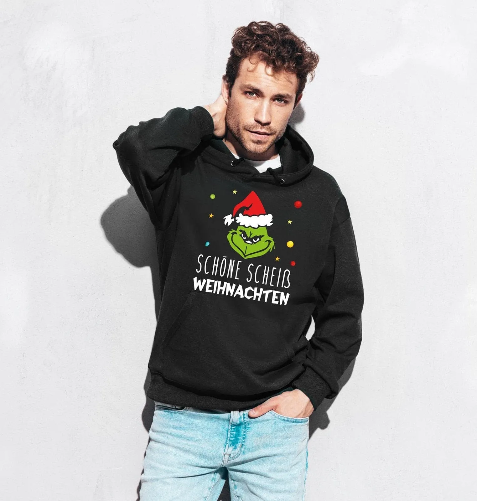 Hoodie - Grinch - Schöne scheiß Weihnachten (Gesicht)