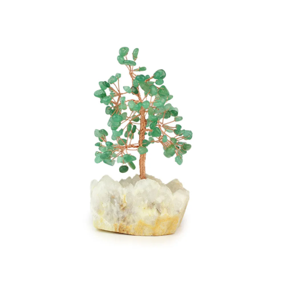 Jade Copper Tree on White Crystal Base