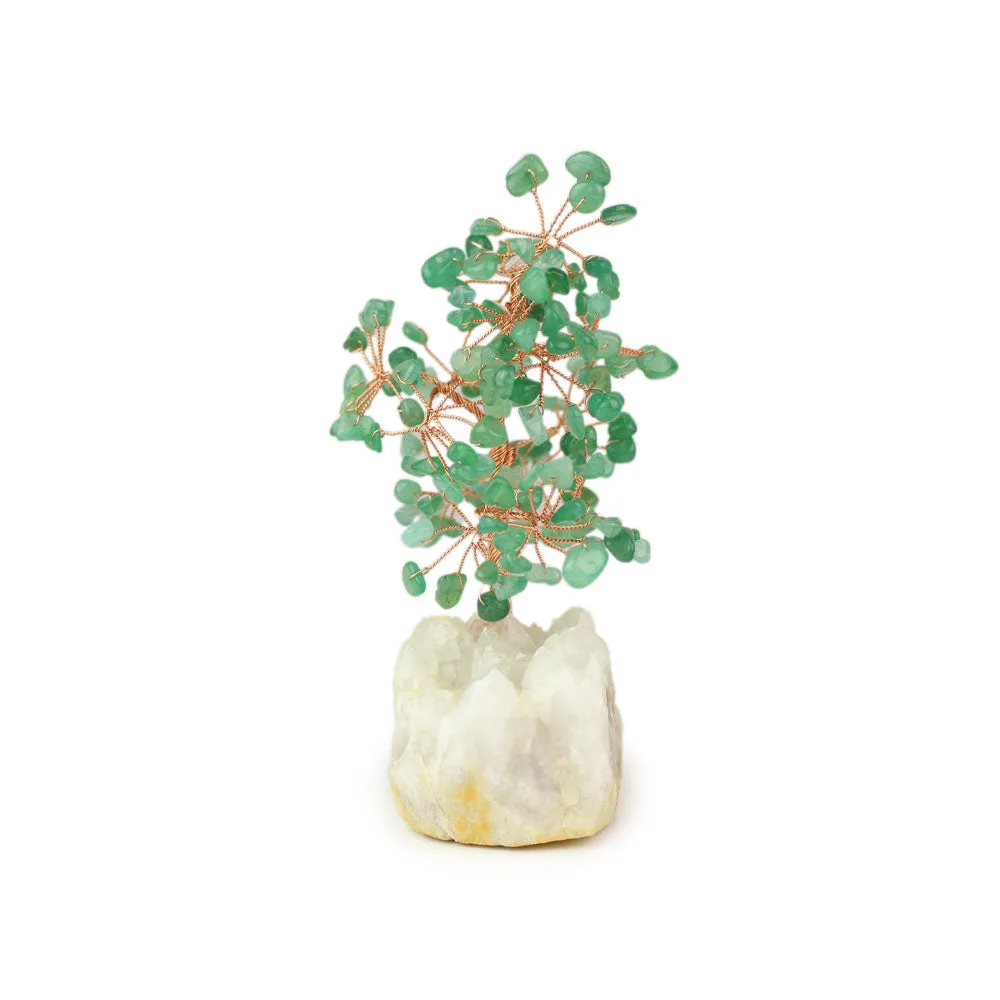 Jade Copper Tree on White Crystal Base