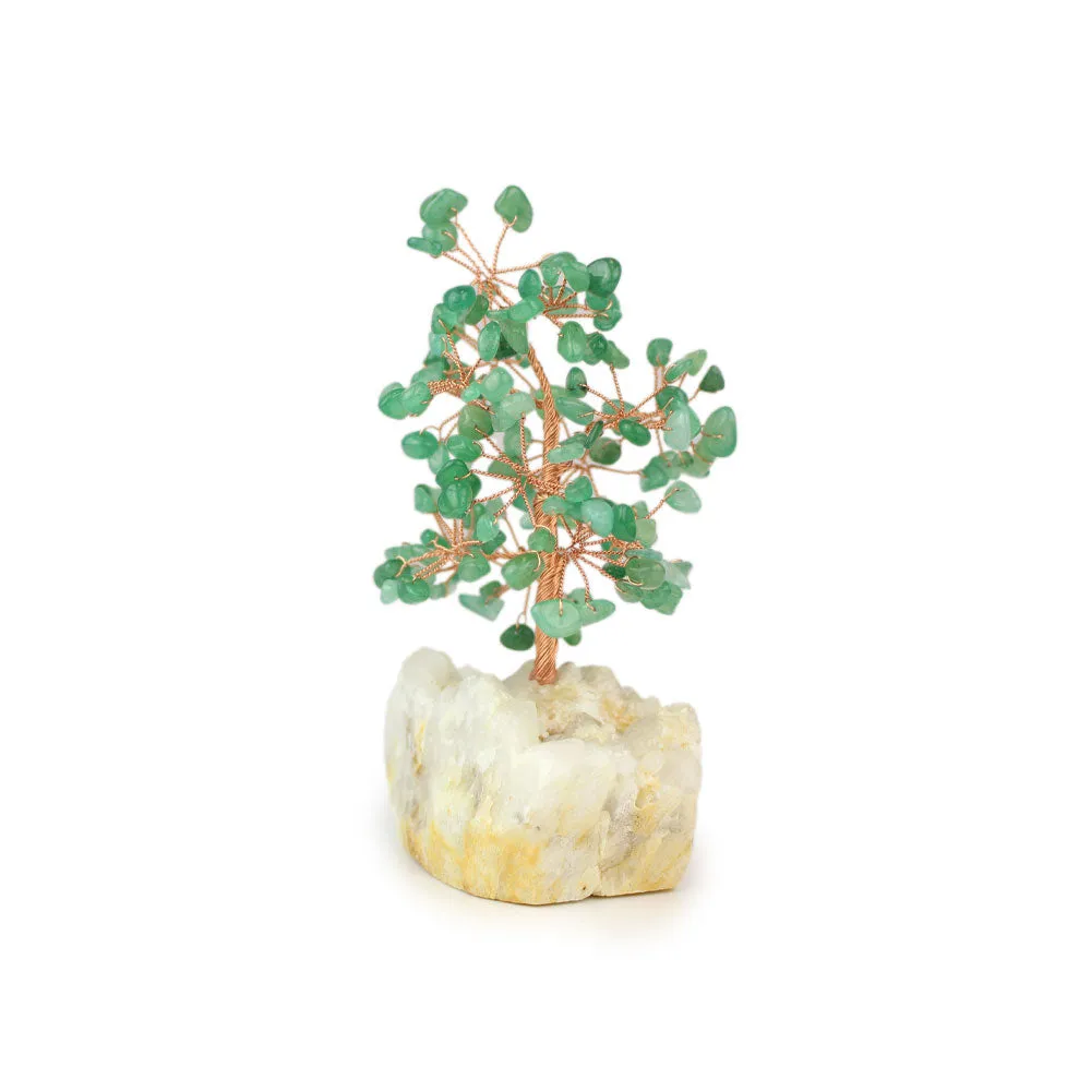 Jade Copper Tree on White Crystal Base