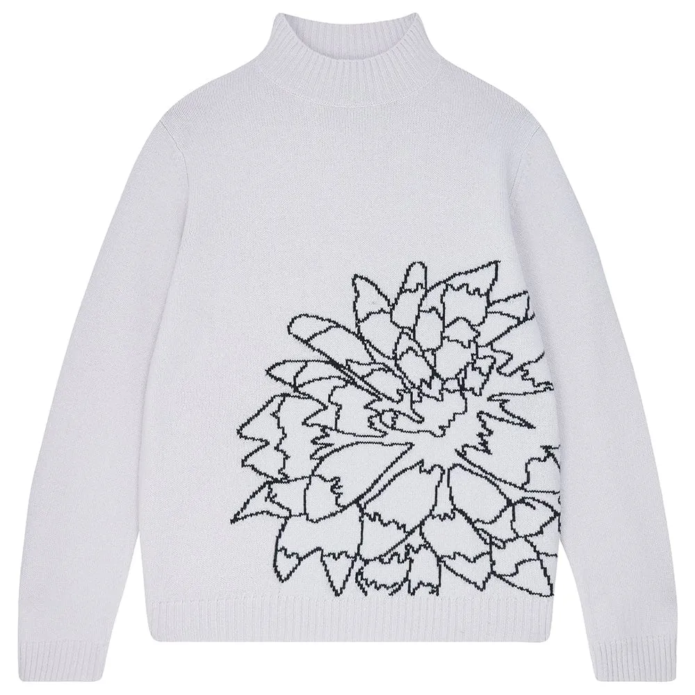 Jumper 1234 Cashmere Flower Outline Turtleneck