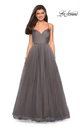 La Femme 27535 Pleated Bodice Tulle Dress